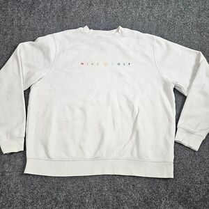 Nike Golf Crewneck Sweatshirt Mens Large White Rainbow Gradient Fleece Pullover